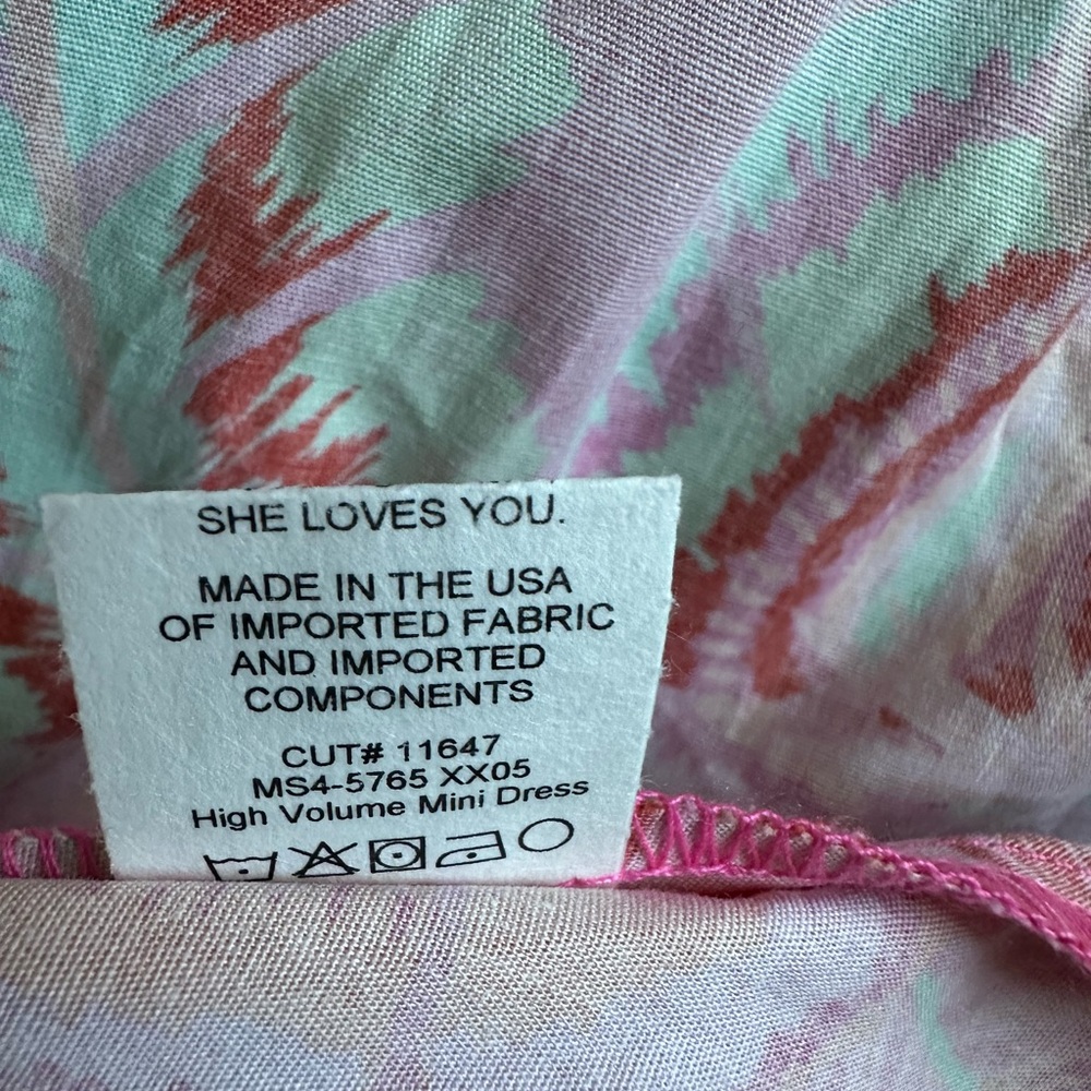 Show Me Your MuMu High Volume Floral Pink Mini Dress Sz S Ruffle Puff sleeve - Picture 9 of 10